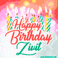 Happy Birthday GIF for Zivit with Birthday Cake and Lit Candles