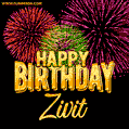 Wishing You A Happy Birthday, Zivit! Best fireworks GIF animated greeting card.