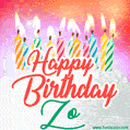 Happy Birthday GIF for Zo with Birthday Cake and Lit Candles