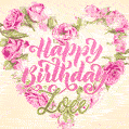 Pink rose heart shaped bouquet - Happy Birthday Card for Zoee