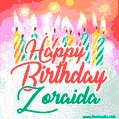 Happy Birthday GIF for Zoraida with Birthday Cake and Lit Candles