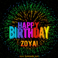 New Bursting with Colors Happy Birthday Zoya GIF and Video with Music
