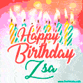 Happy Birthday GIF for Zsa with Birthday Cake and Lit Candles