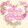 Pink rose heart shaped bouquet - Happy Birthday Card for Zsuzsa