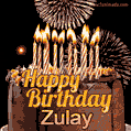 Chocolate Happy Birthday Cake for Zulay (GIF)