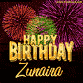 Wishing You A Happy Birthday, Zunaira! Best fireworks GIF animated greeting card.