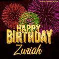 Wishing You A Happy Birthday, Zuriah! Best fireworks GIF animated greeting card.