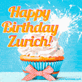 Happy Birthday, Zurich! Elegant cupcake with a sparkler.