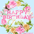 Beautiful Birthday Flowers Card for Zurie with Animated Butterflies