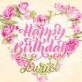 Pink rose heart shaped bouquet - Happy Birthday Card for Zuriel