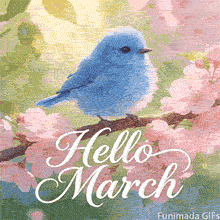 A charming and gentle March GIF. The pastel colors and the sweet nature scene offer a warm and welcoming greeting to celebrate the changing season.