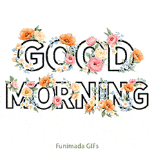 Animated morning card with a nature-inspired design. The floral arrangements weave through the clear typography, creating a fresh and peaceful visual for the start of the day.