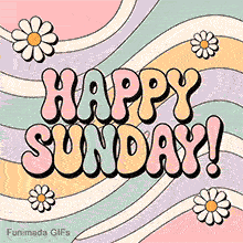 A calm and stylish Sunday GIF. The pastel typography and the swirling background offer a gentle and happy greeting to start the day.