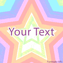 Animated pastel star background with concentric glowing rainbow-colored stars radiating from the center in soft shades of pink, yellow, green, blue, and purple.