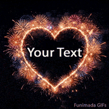 Beautiful animated greeting card template designed for custom text, beautifully framed by a continuous, glowing heart made of festive pyrotechnics.