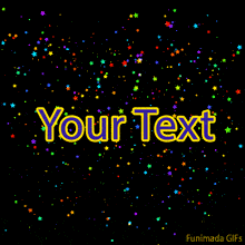 Black background filled with multicolored twinkling stars of various sizes in motion, creating a sparkling animated night sky perfect for overlaying custom messages.