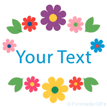 A soft animated floral border with colorful flowers and foliage framing a central white area, ideal for adding personalized messages or names.