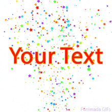 Rainbow-colored stars in various sizes shoot upward in a swirling motion against a white backdrop, creating a dynamic and cheerful animated background for customization.