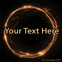 A luminous flame loop forms a magical, fiery circle that continuously moves on a dark backdrop, highlighting a bold center space for editable text content.
