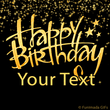 Glittery gold script with scattered twinkling stars at the top, glowing softly on black — perfect as an animated template for classy celebration messages.