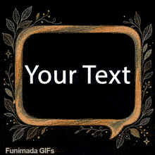 Customizable animated GIF featuring a chat bubble outlined in earthy copper and green tones, adorned with delicate line-art leaves and glowing golden sparkles on a dark background.