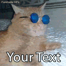 Editable meme template showing a totally chilled-out ginger cat resting on a bed with shades on, vibing and dancing with a smooth head nod.