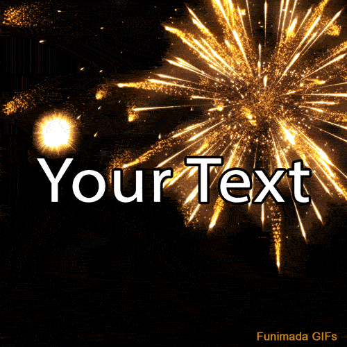 A dazzling golden firework explodes in a shower of glittering sparks and brilliant light trails against a dark night sky, creating a celebratory animated background.