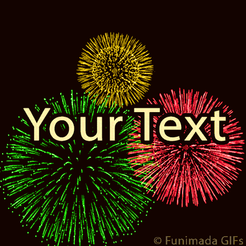 Looping GIF featuring vibrant green, pink, and gold fireworks exploding upward against a dark backdrop, ideal for celebratory or congratulatory messages.