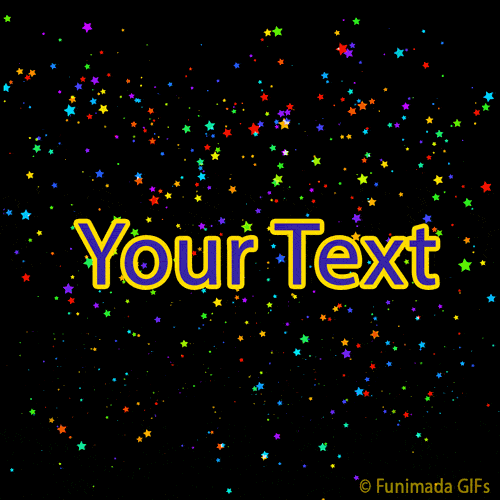 Black background filled with multicolored twinkling stars of various sizes in motion, creating a sparkling animated night sky perfect for overlaying custom messages.