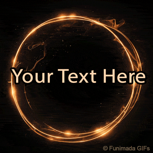 A luminous flame loop forms a magical, fiery circle that continuously moves on a dark backdrop, highlighting a bold center space for editable text content.