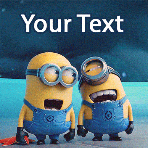 Animated meme GIF of two yellow Minions in blue overalls, with one laughing hysterically with its mouth wide open while the other looks on with a funny expression.