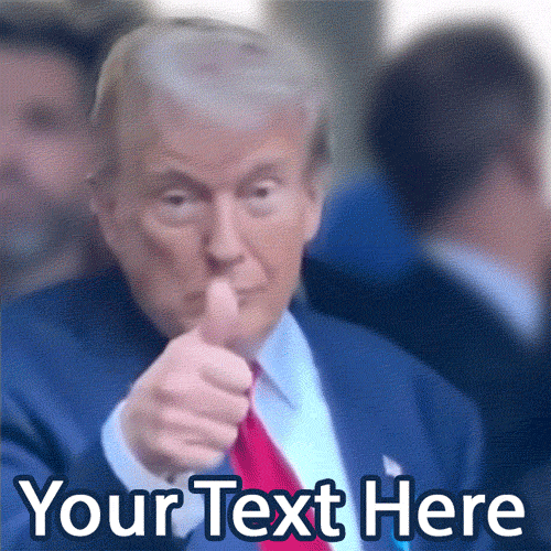 Point the finger at your friends! Customize this classic animated GIF of Donald Trump pointing directly at the camera with your own funny caption or reaction.